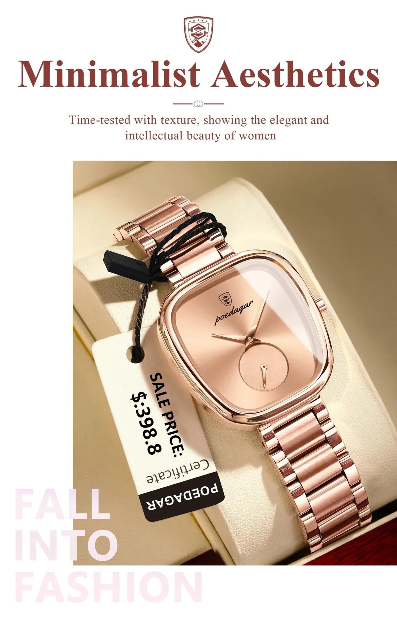 Montre à Quartz Élégante pour Femmes POEDAGAR - Acier Inoxydable Étanche