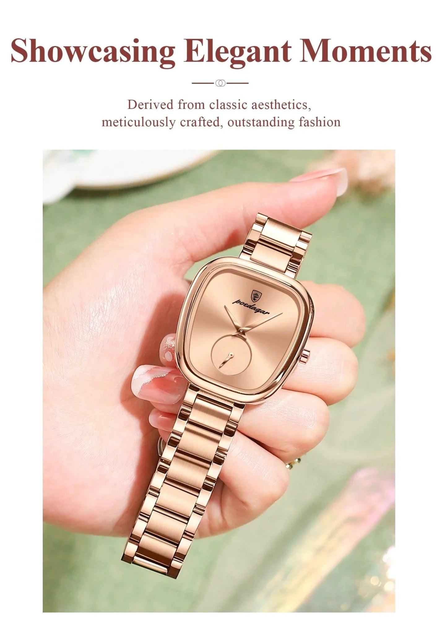 Montre à Quartz Élégante pour Femmes POEDAGAR - Acier Inoxydable Étanche