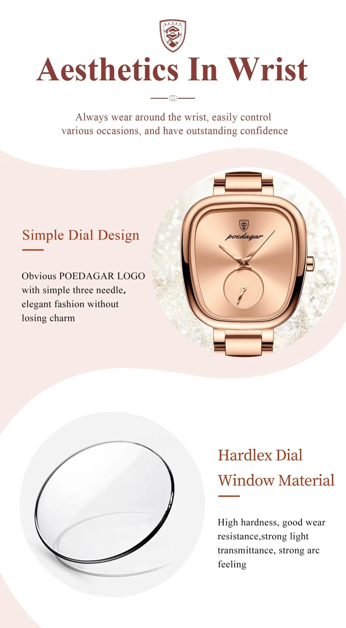 Montre à Quartz Élégante pour Femmes POEDAGAR - Acier Inoxydable Étanche