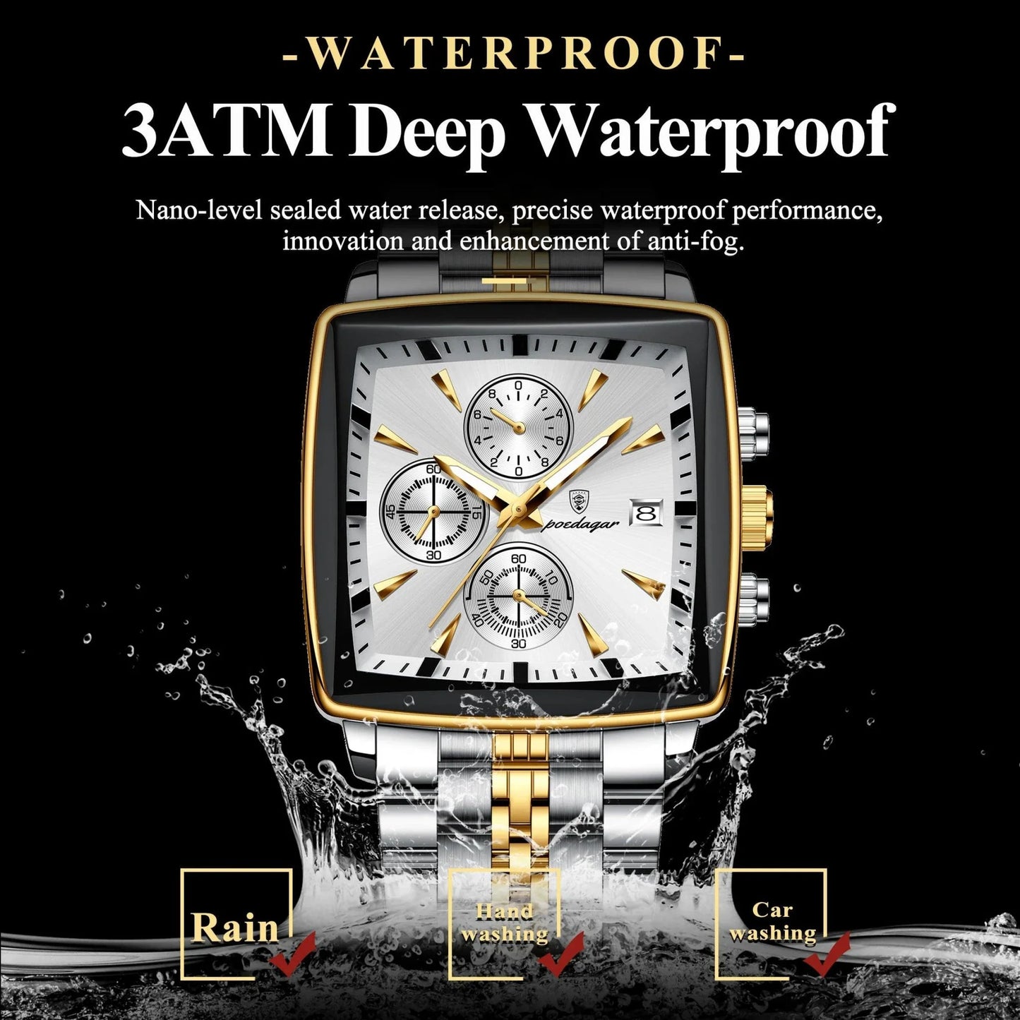 POEDAGAR Luxury Chronograph Men's Watch - Waterproof & Luminous