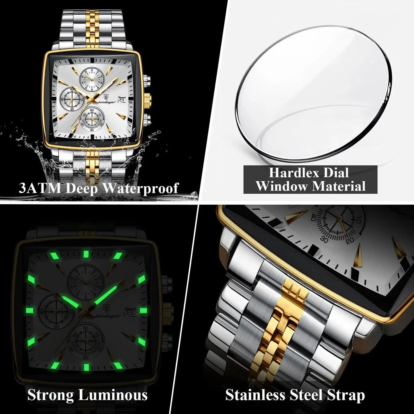 POEDAGAR Luxury Chronograph Men's Watch - Waterproof & Luminous