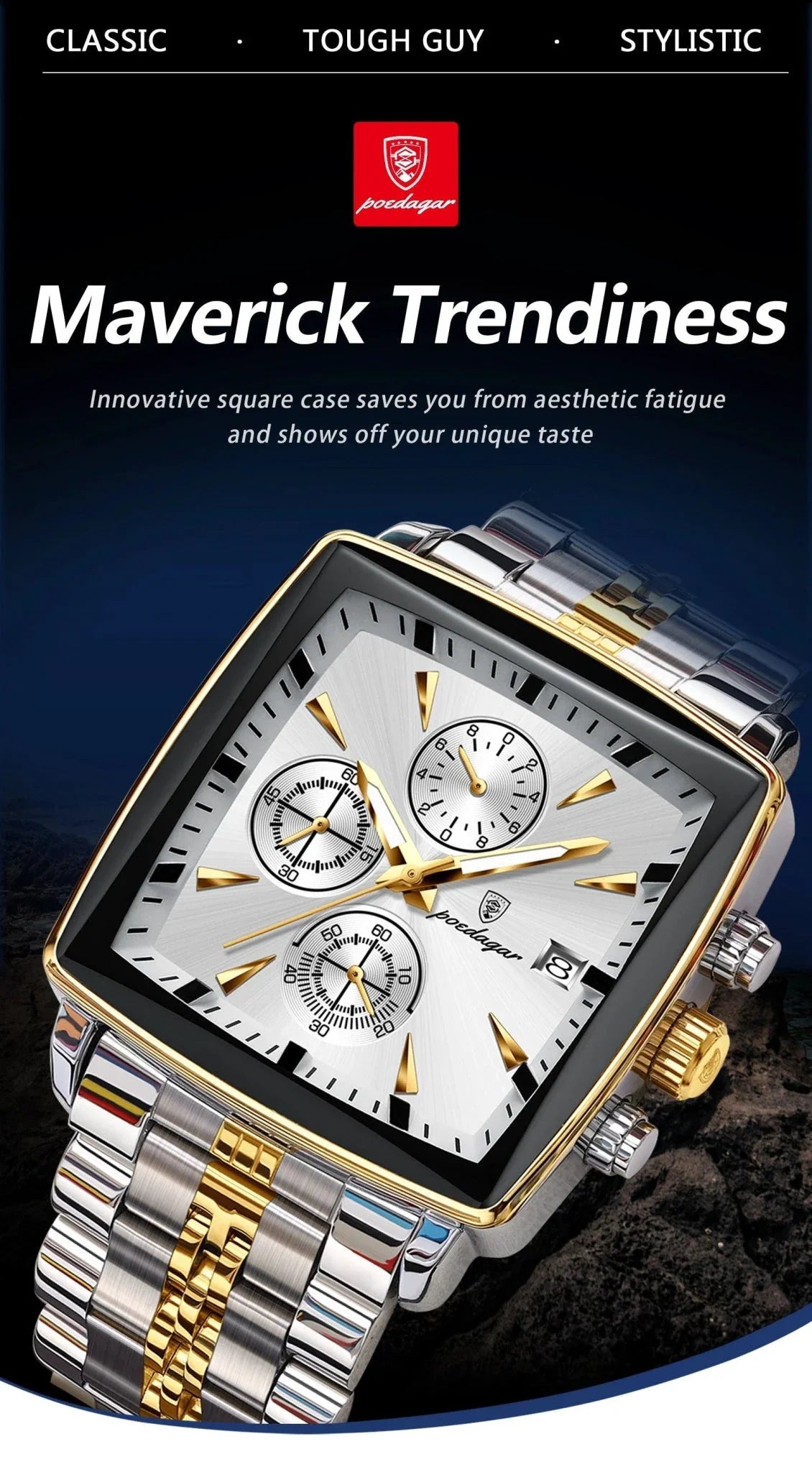 POEDAGAR Luxury Chronograph Men's Watch - Waterproof & Luminous