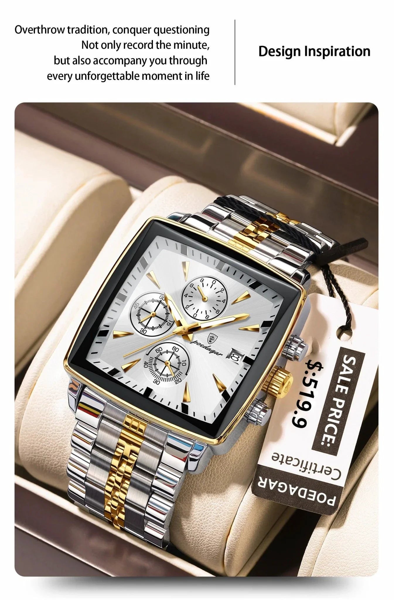 POEDAGAR Luxury Chronograph Men's Watch - Waterproof & Luminous