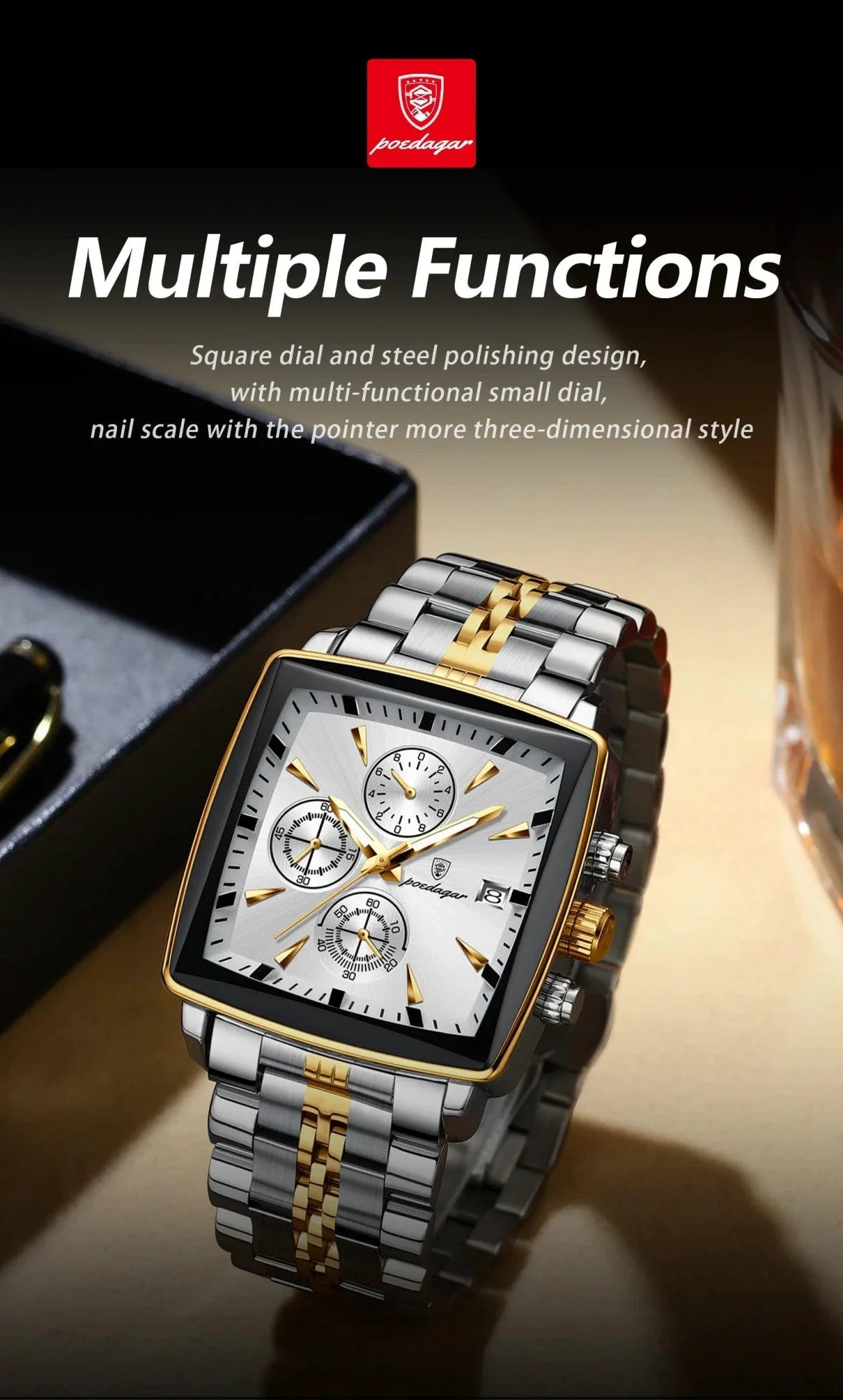POEDAGAR Luxury Chronograph Men's Watch - Waterproof & Luminous
