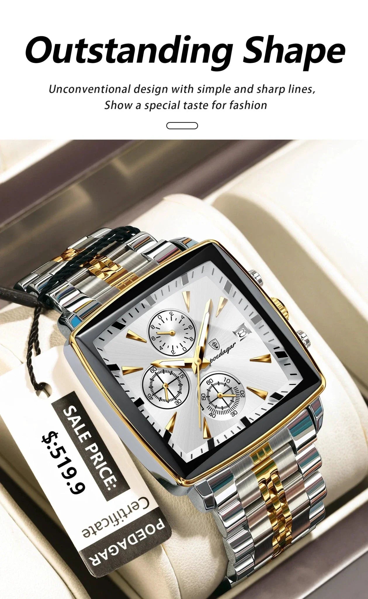 POEDAGAR Luxury Chronograph Men's Watch - Waterproof & Luminous