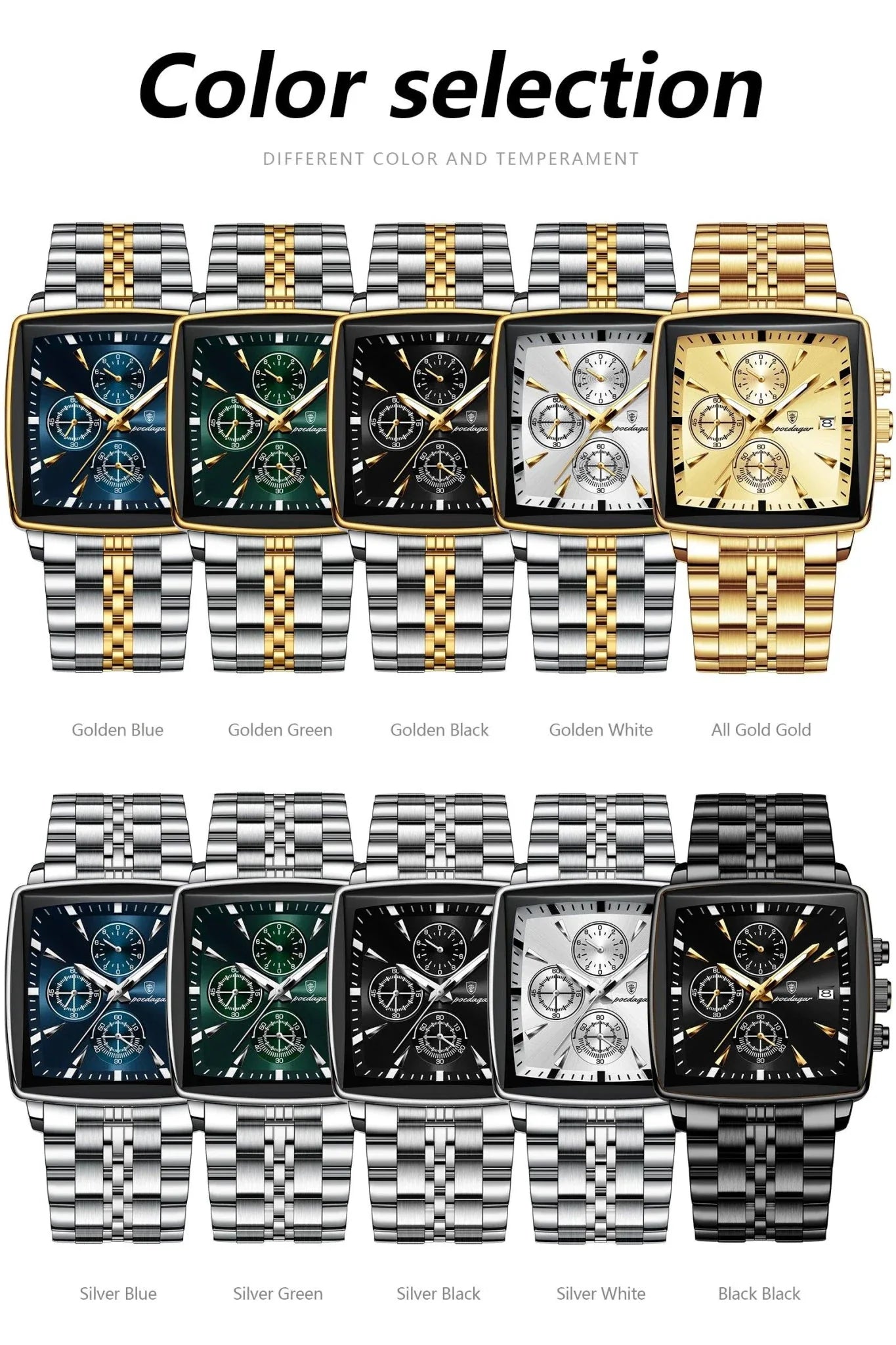 POEDAGAR Luxury Chronograph Men's Watch - Waterproof & Luminous