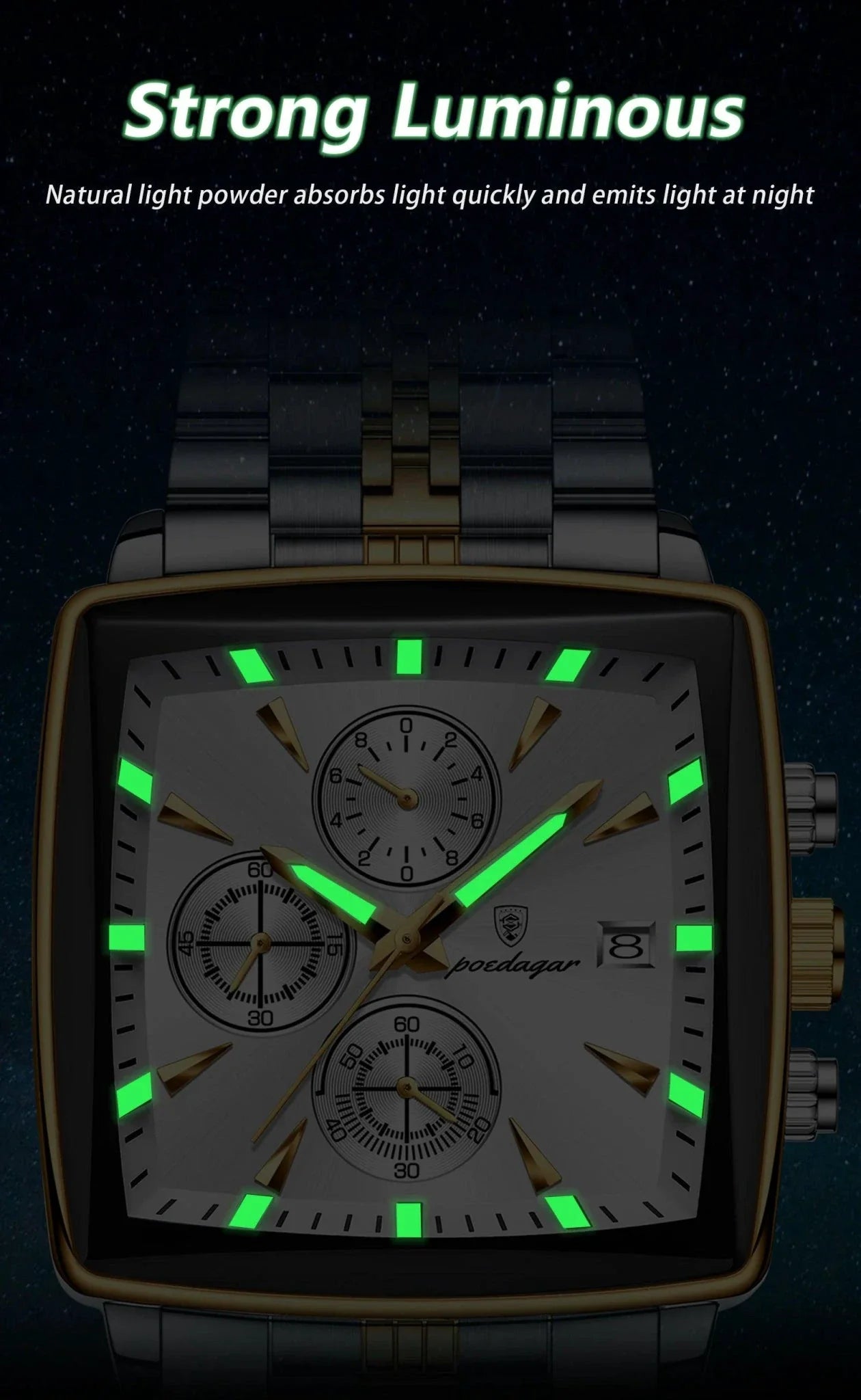 POEDAGAR Luxury Chronograph Men's Watch - Waterproof & Luminous