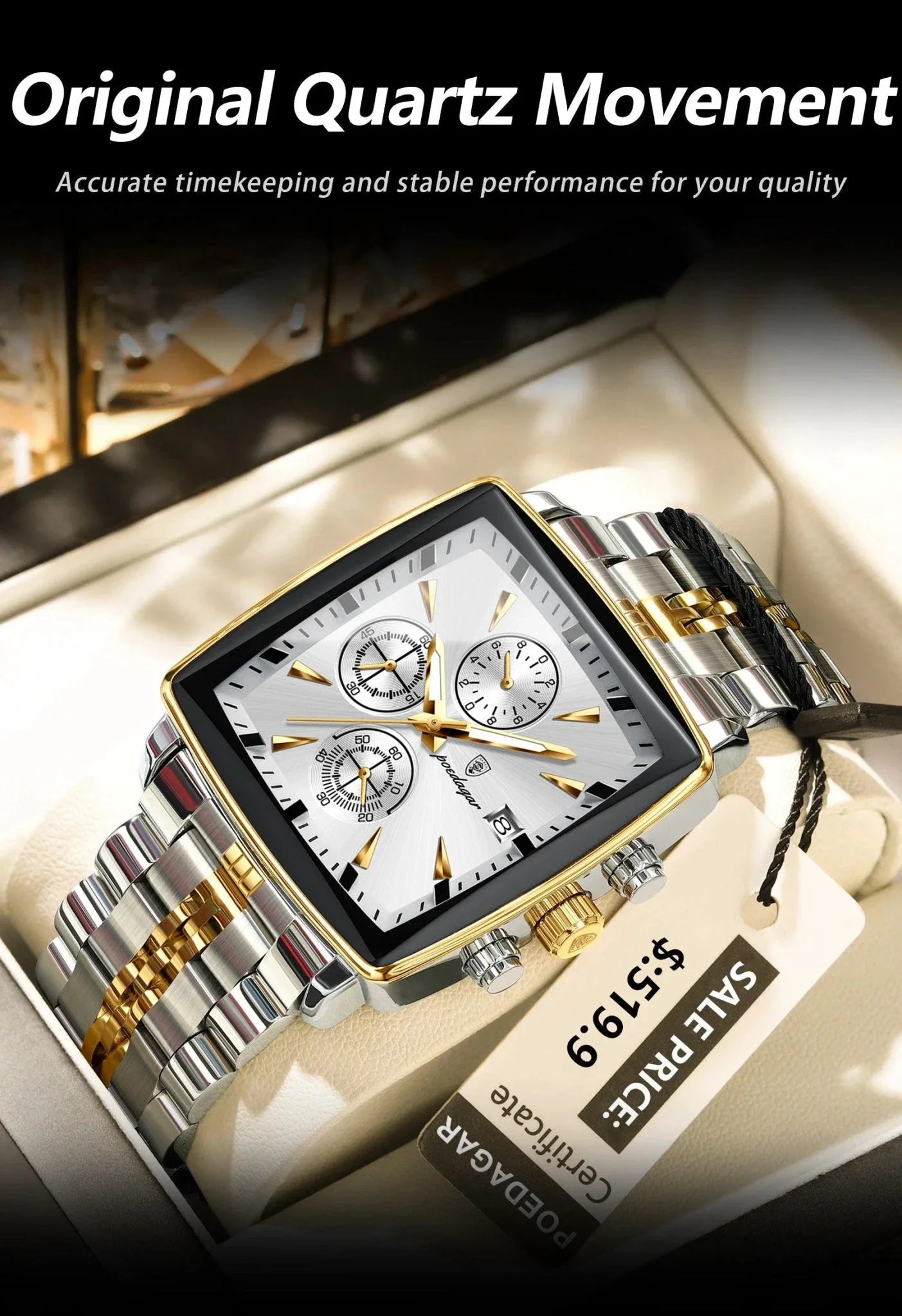 POEDAGAR Luxury Chronograph Men's Watch - Waterproof & Luminous