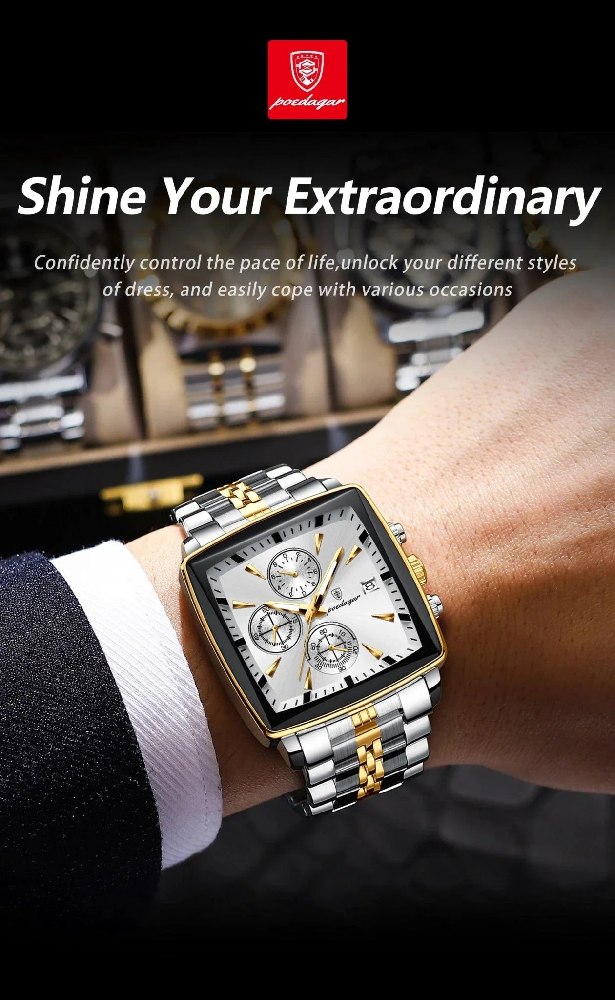 POEDAGAR Luxury Chronograph Men's Watch - Waterproof & Luminous