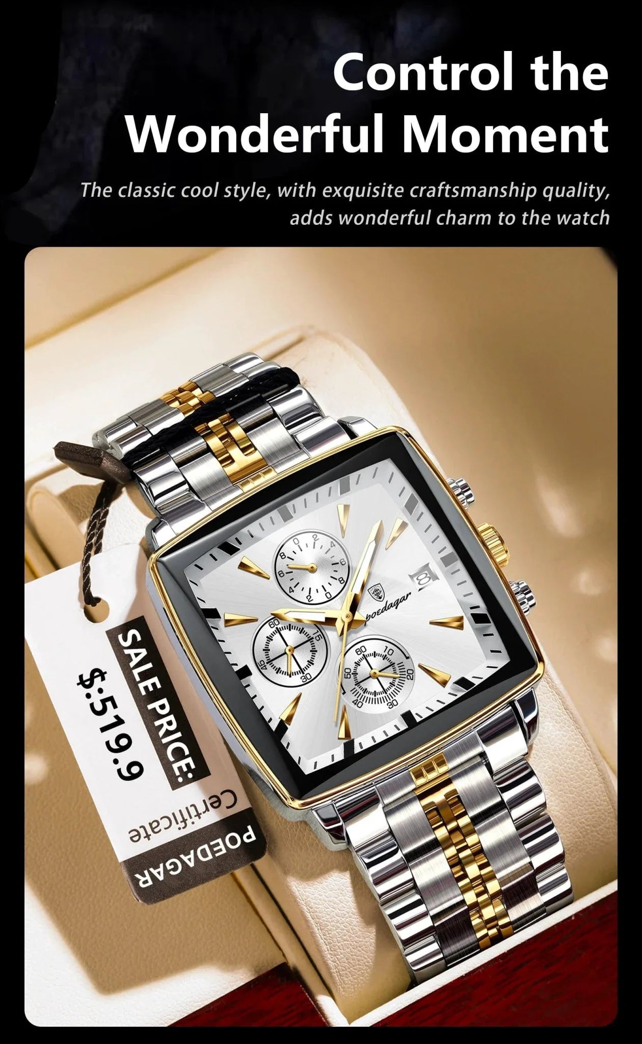 POEDAGAR Luxury Chronograph Men's Watch - Waterproof & Luminous