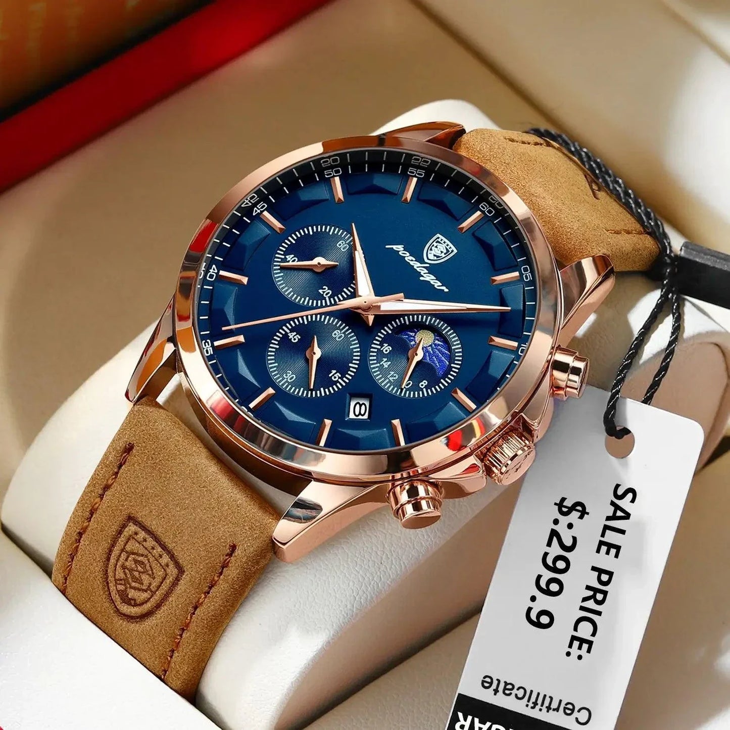Reloj Cronógrafo de Lujo para Hombre POEDAGAR - Impermeable y Luminiscente