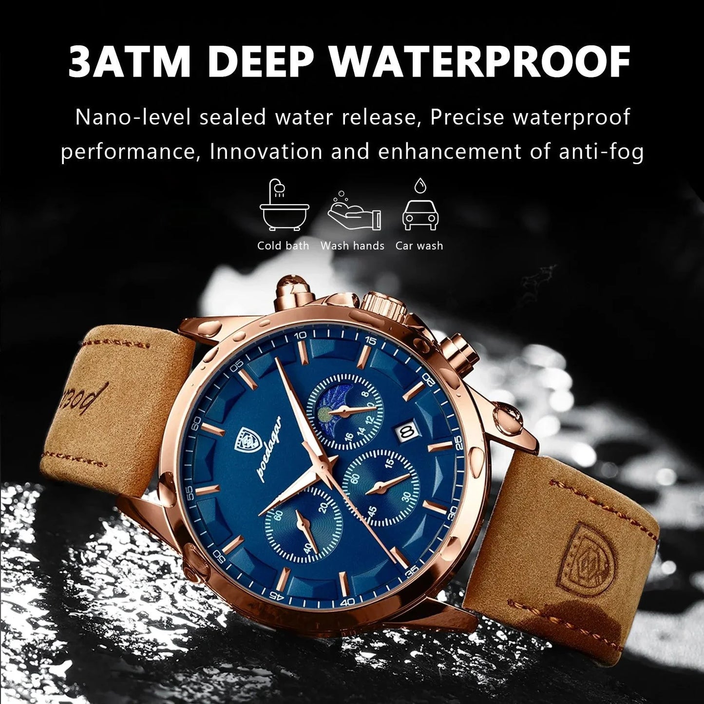 Reloj Cronógrafo de Lujo para Hombre POEDAGAR - Impermeable y Luminiscente