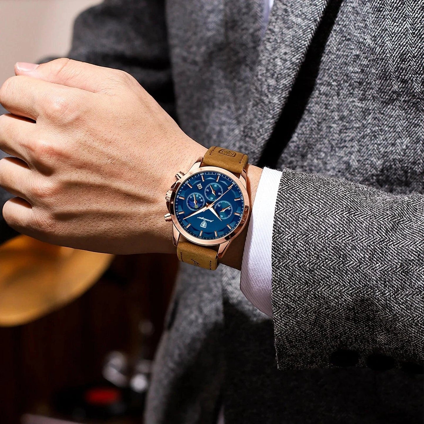 Reloj Cronógrafo de Lujo para Hombre POEDAGAR - Impermeable y Luminiscente