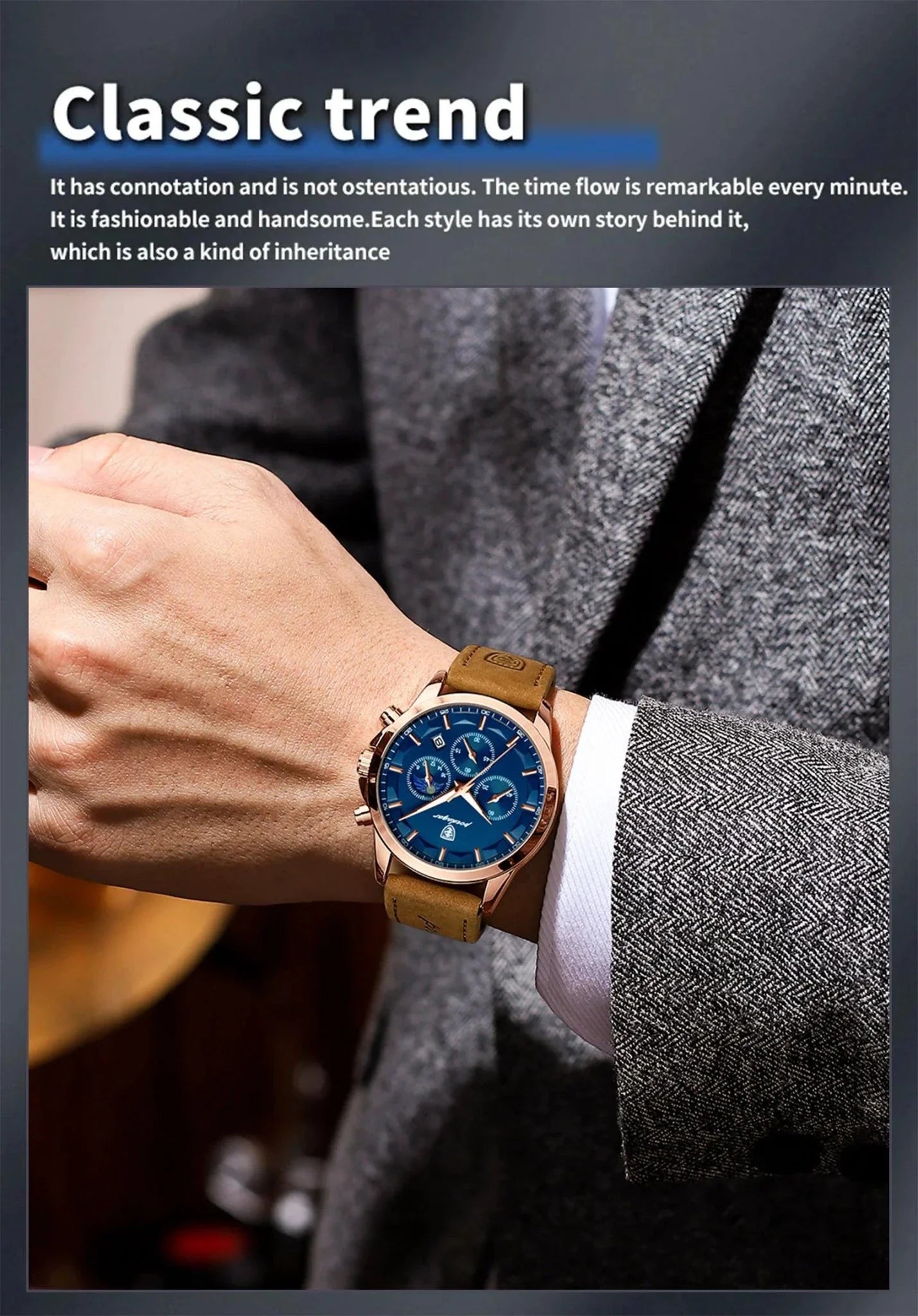 Reloj Cronógrafo de Lujo para Hombre POEDAGAR - Impermeable y Luminiscente