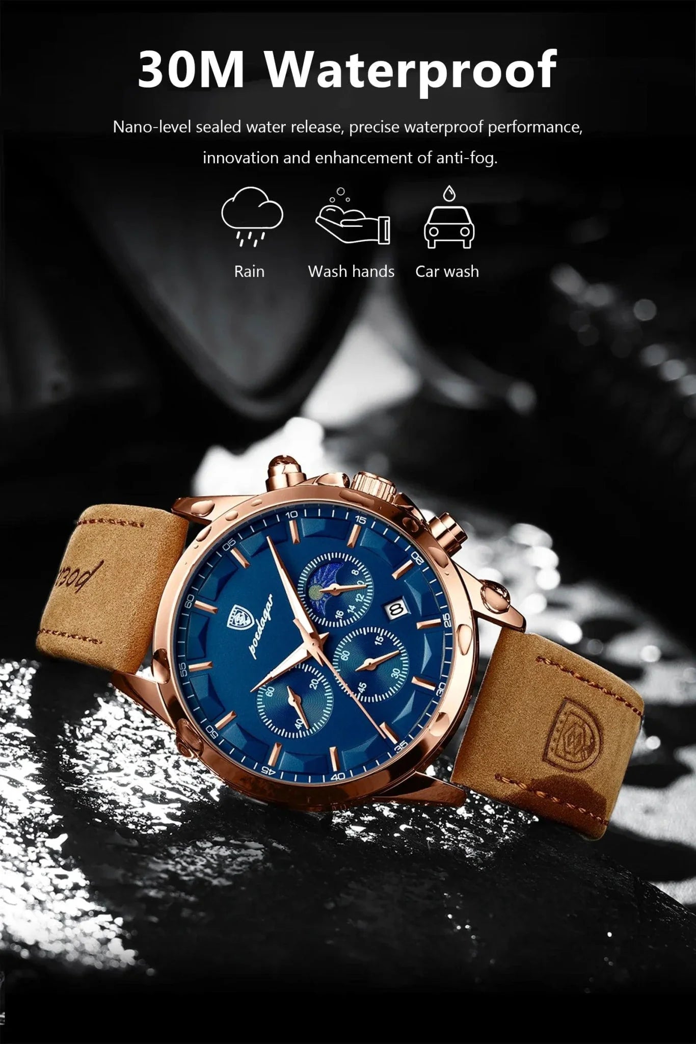 Reloj Cronógrafo de Lujo para Hombre POEDAGAR - Impermeable y Luminiscente