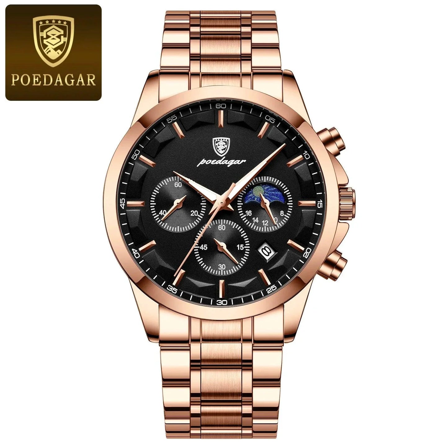 Reloj Cronógrafo de Lujo para Hombre POEDAGAR - Impermeable y Luminiscente