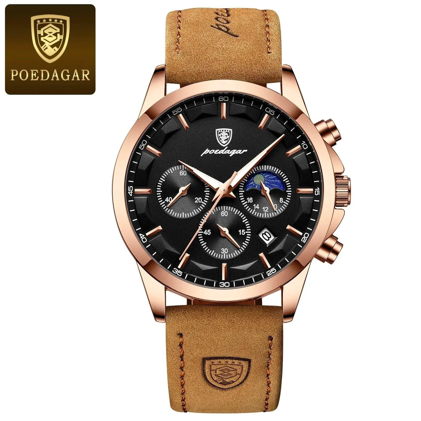 Reloj Cronógrafo de Lujo para Hombre POEDAGAR - Impermeable y Luminiscente