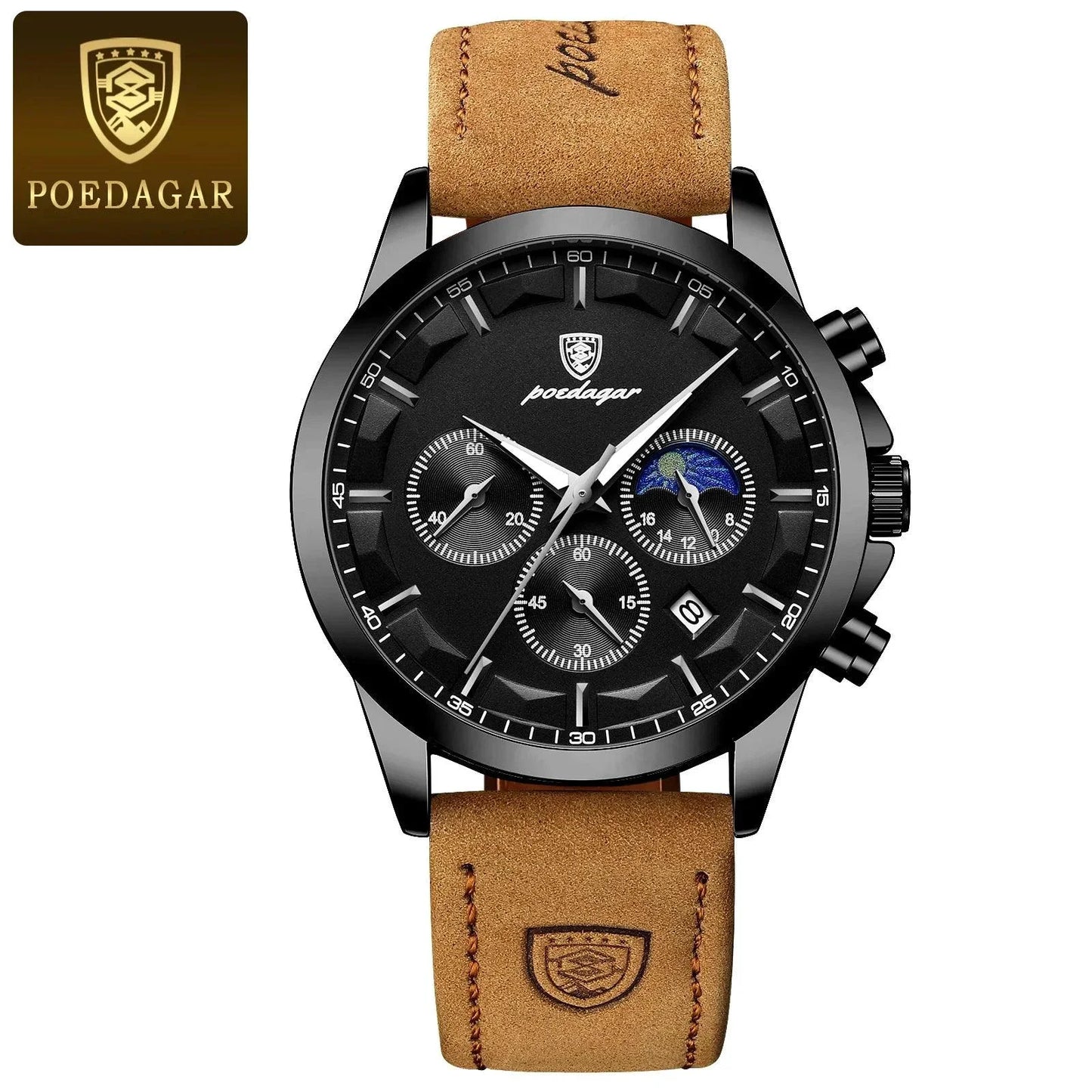 Reloj Cronógrafo de Lujo para Hombre POEDAGAR - Impermeable y Luminiscente