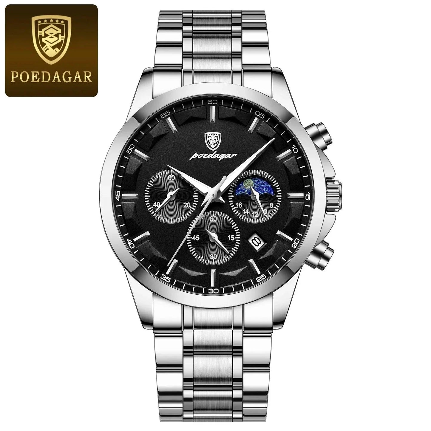 Reloj Cronógrafo de Lujo para Hombre POEDAGAR - Impermeable y Luminiscente