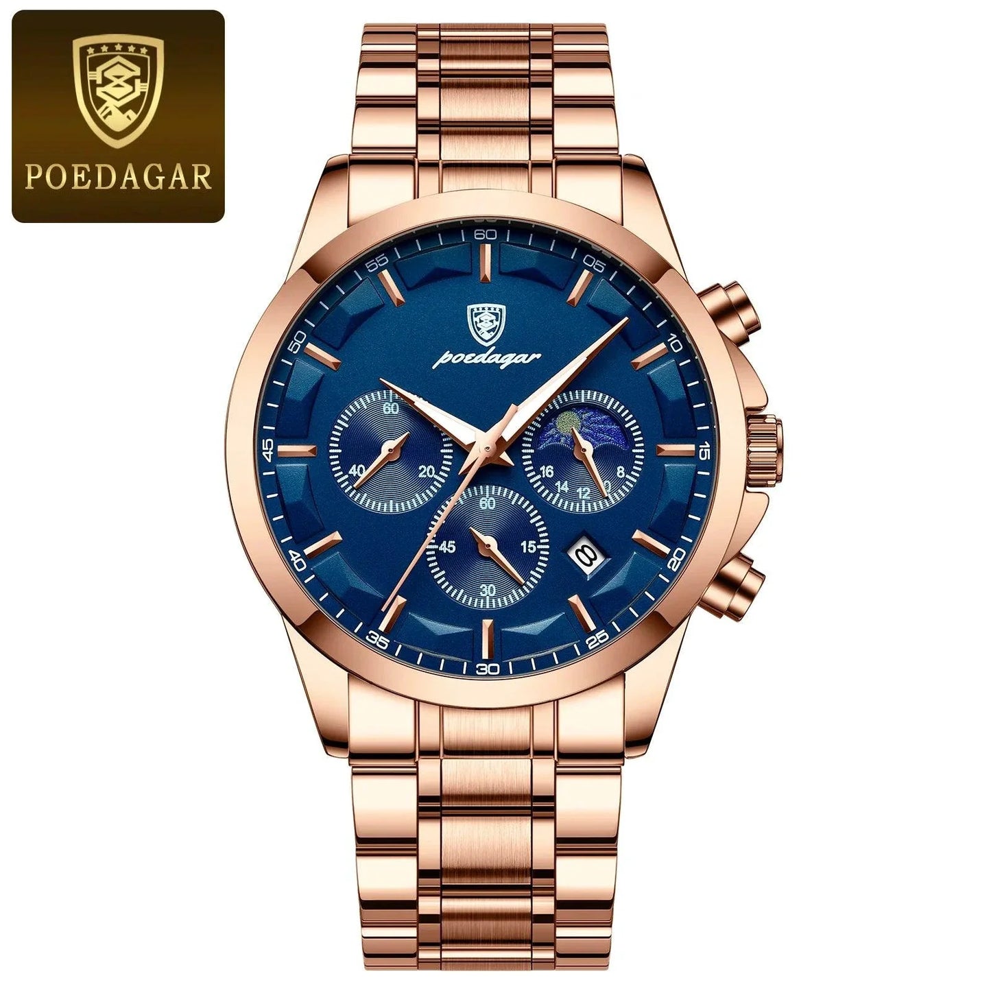 Reloj Cronógrafo de Lujo para Hombre POEDAGAR - Impermeable y Luminiscente