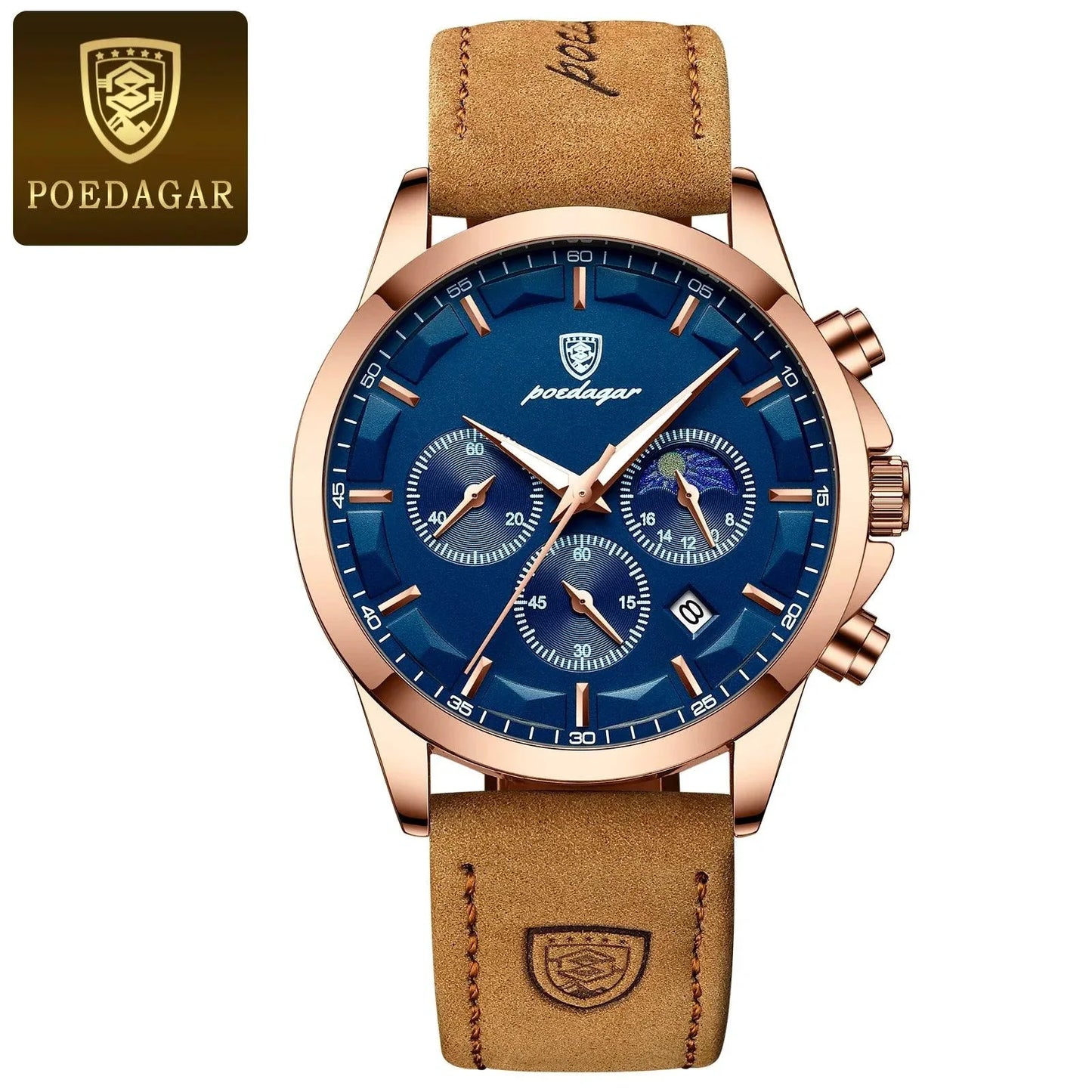 Reloj Cronógrafo de Lujo para Hombre POEDAGAR - Impermeable y Luminiscente