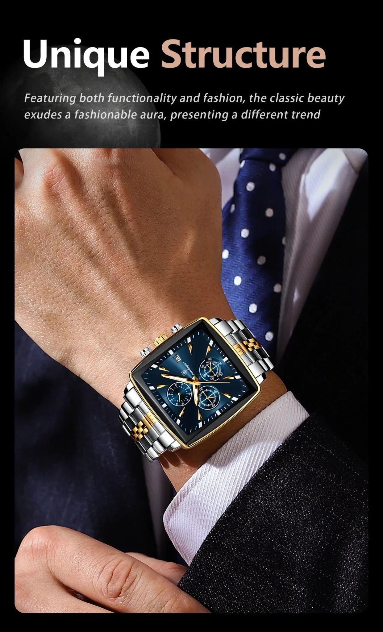 Montre Chronographe Carrée pour Homme POEDAGAR - Étanche Lumineuse