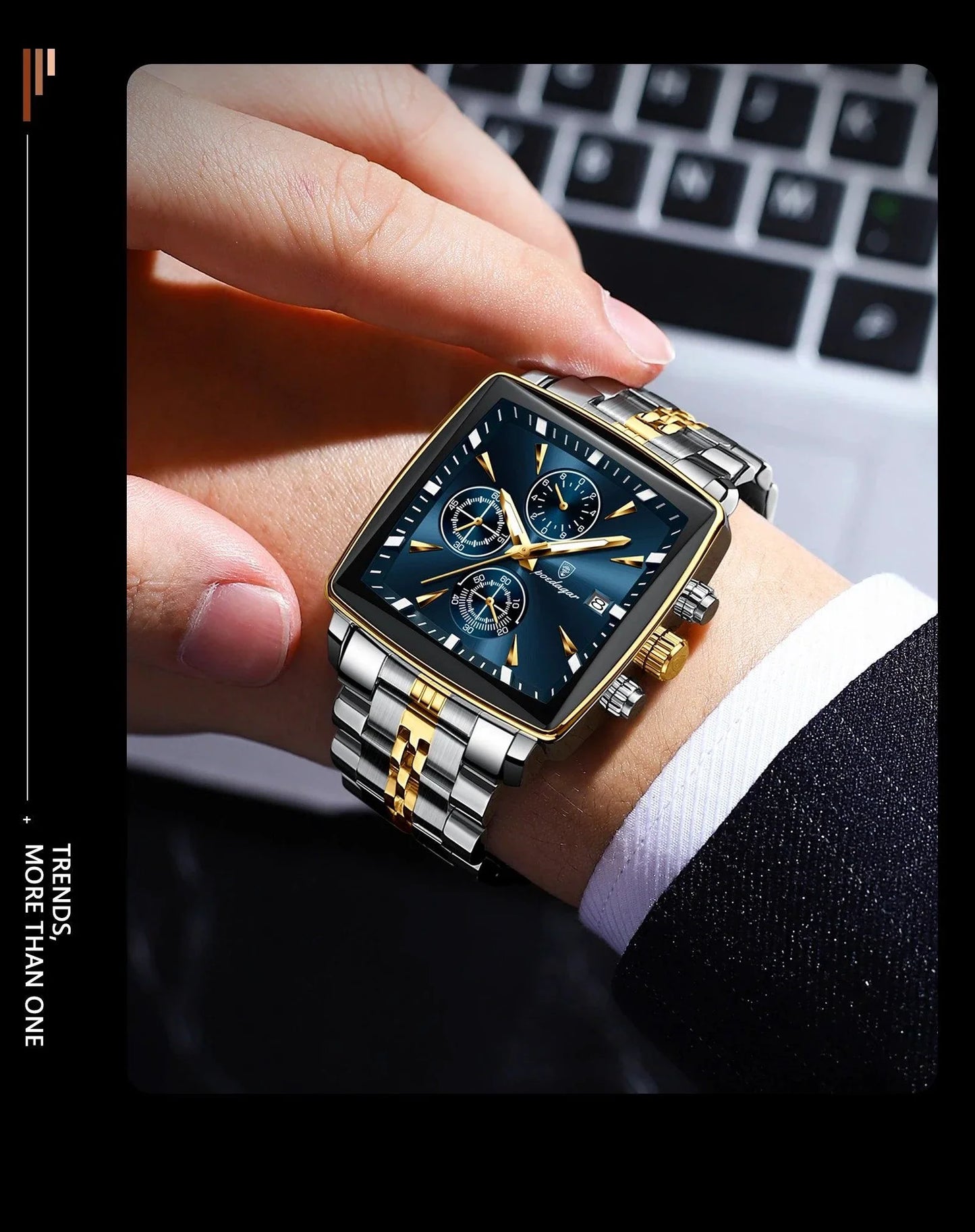 Montre Chronographe Carrée pour Homme POEDAGAR - Étanche Lumineuse