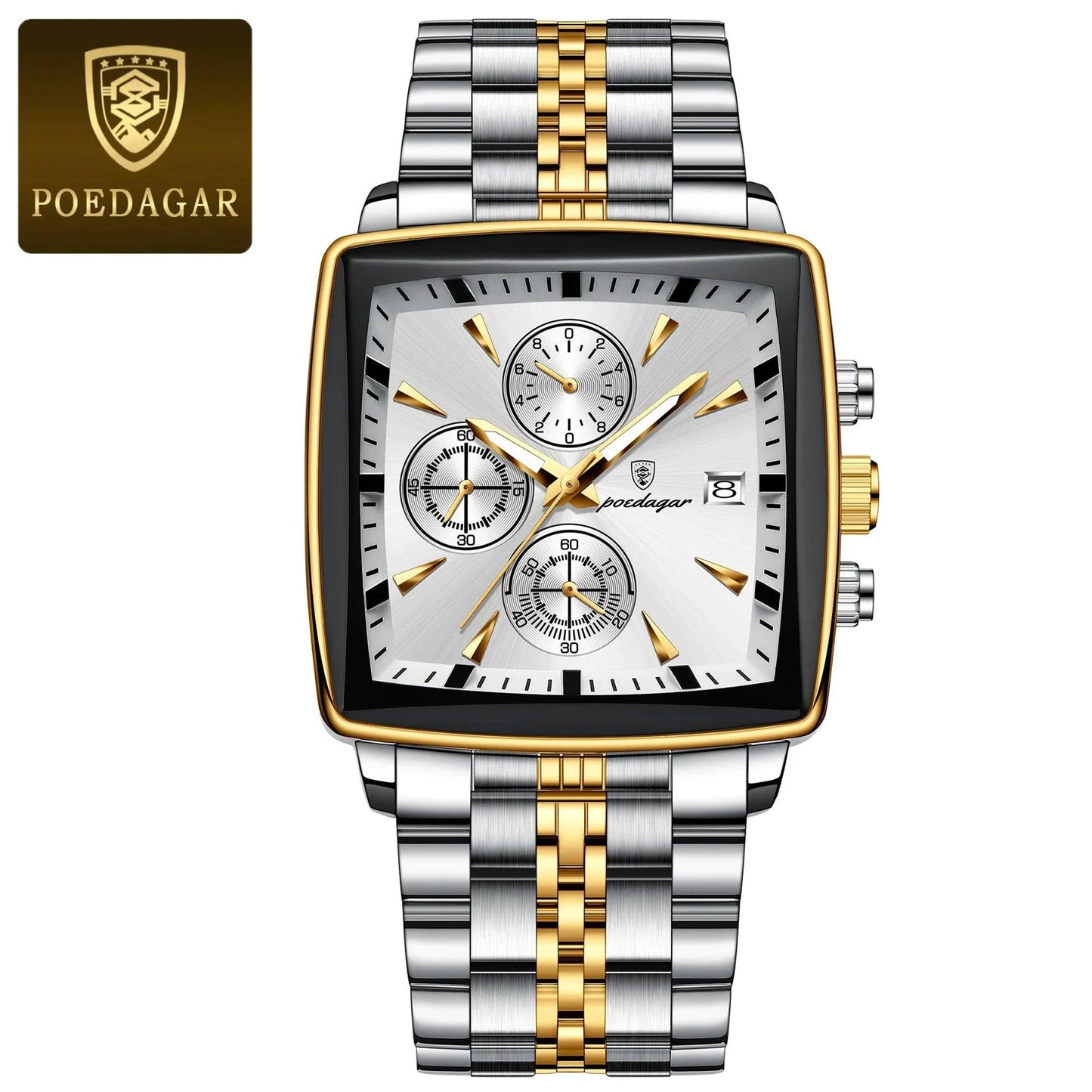 Montre Chronographe Carrée pour Homme POEDAGAR - Étanche Lumineuse