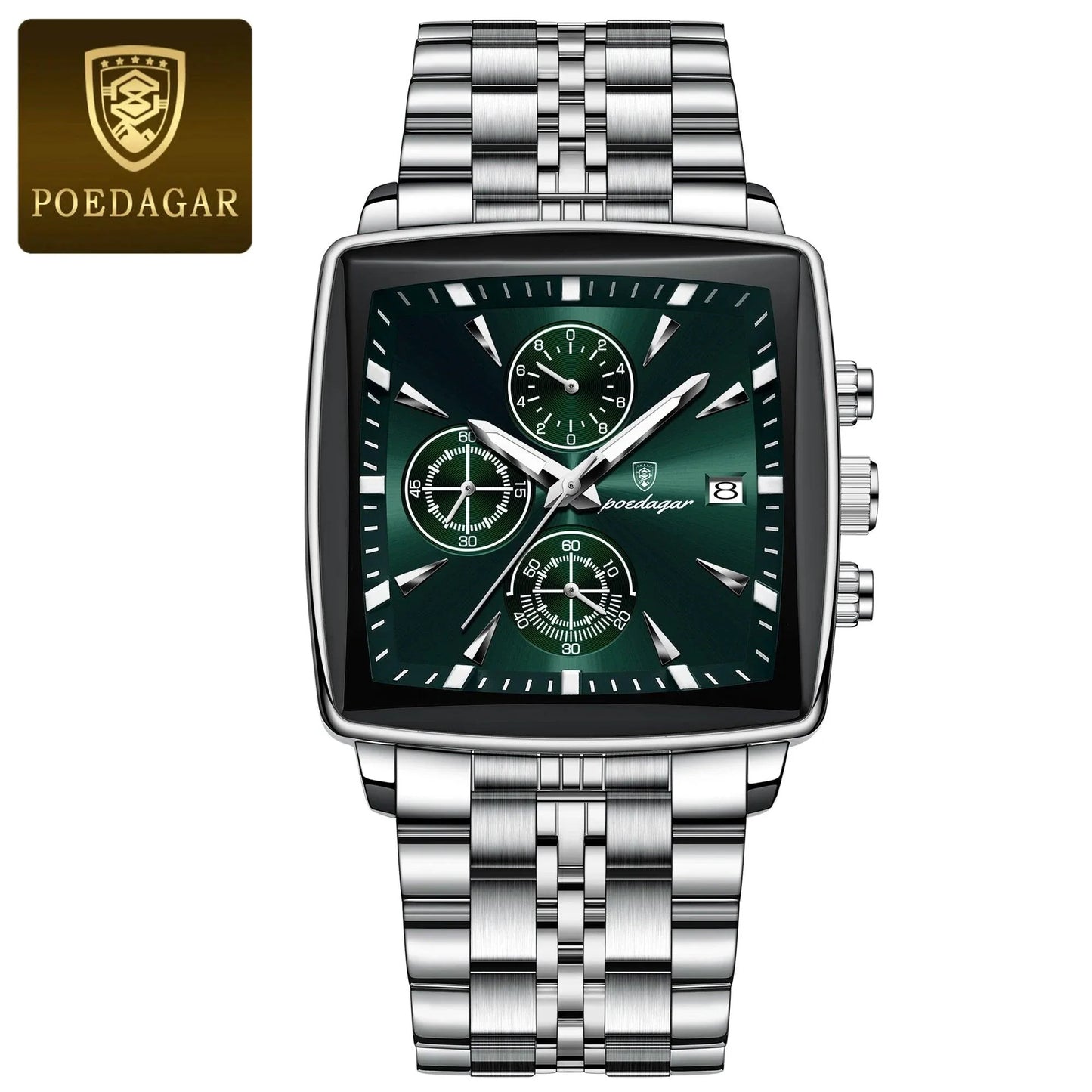 Montre Chronographe Carrée pour Homme POEDAGAR - Étanche Lumineuse
