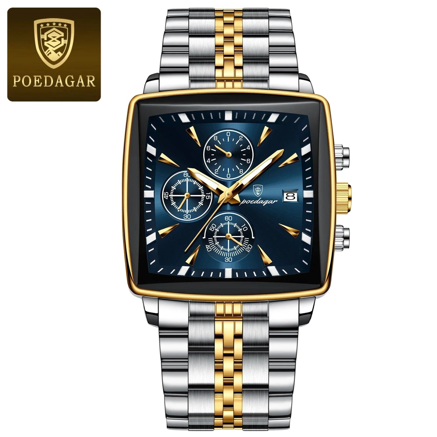 Montre Chronographe Carrée pour Homme POEDAGAR - Étanche Lumineuse