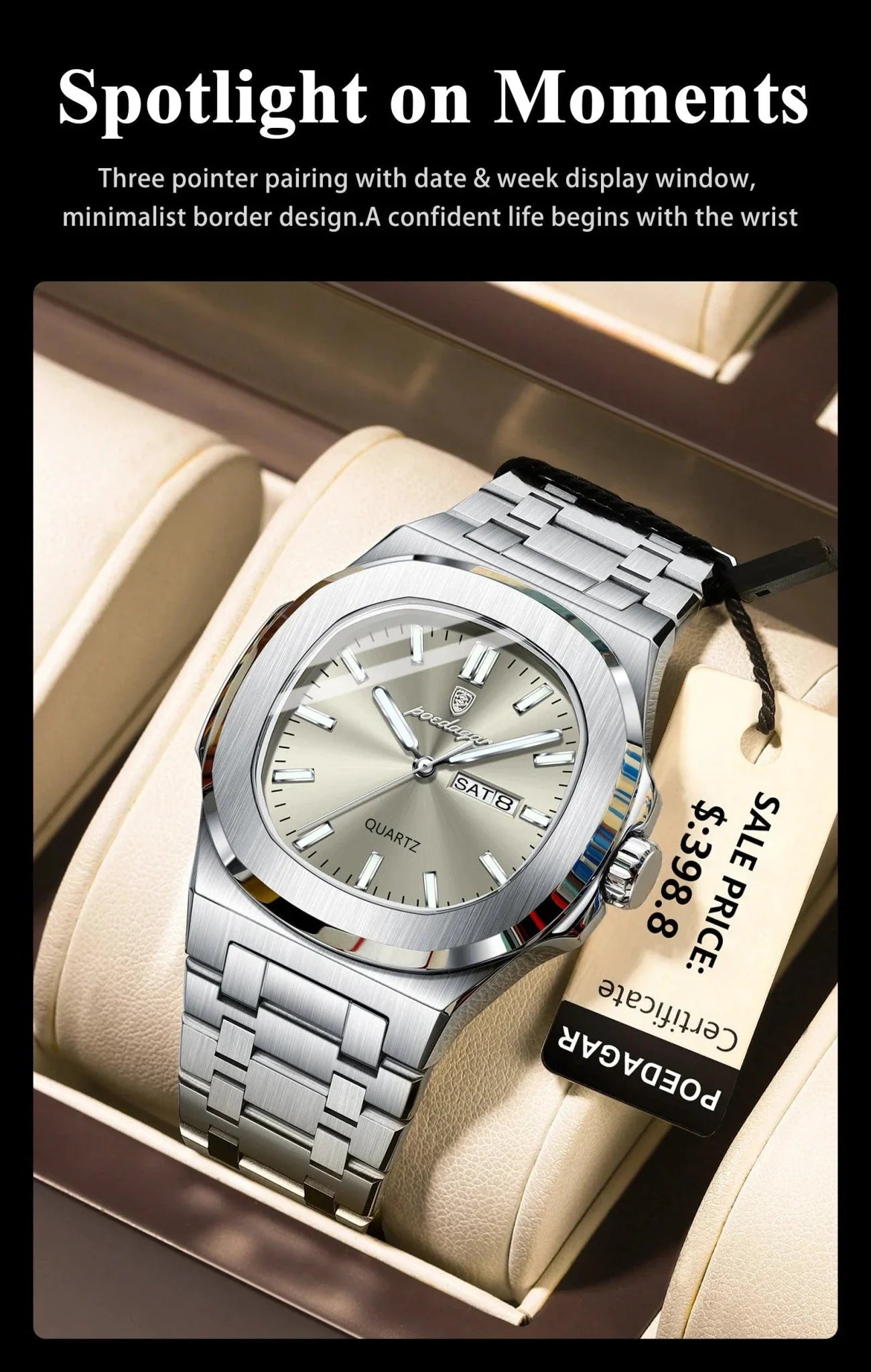 Reloj Militar Cuadrado POEDAGAR - Diseño Impermeable y Luminiscente
