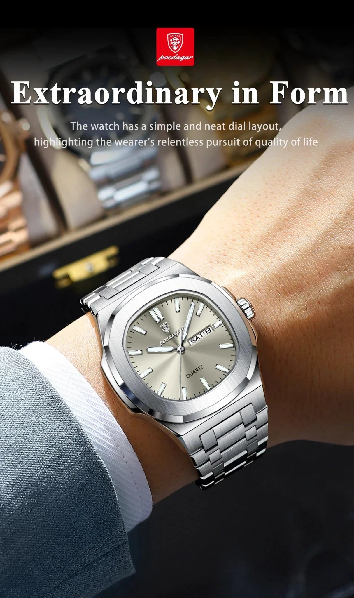 Reloj Militar Cuadrado POEDAGAR - Diseño Impermeable y Luminiscente