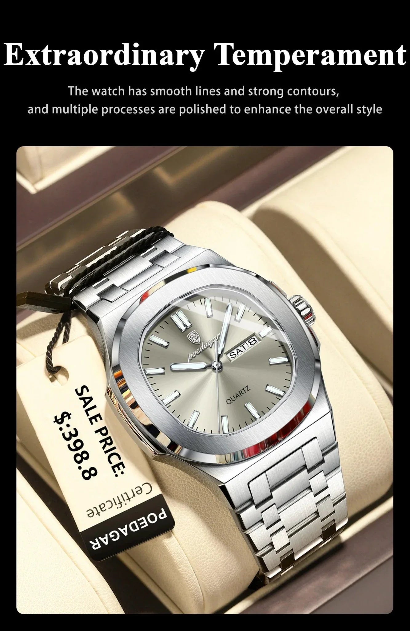 Reloj Militar Cuadrado POEDAGAR - Diseño Impermeable y Luminiscente