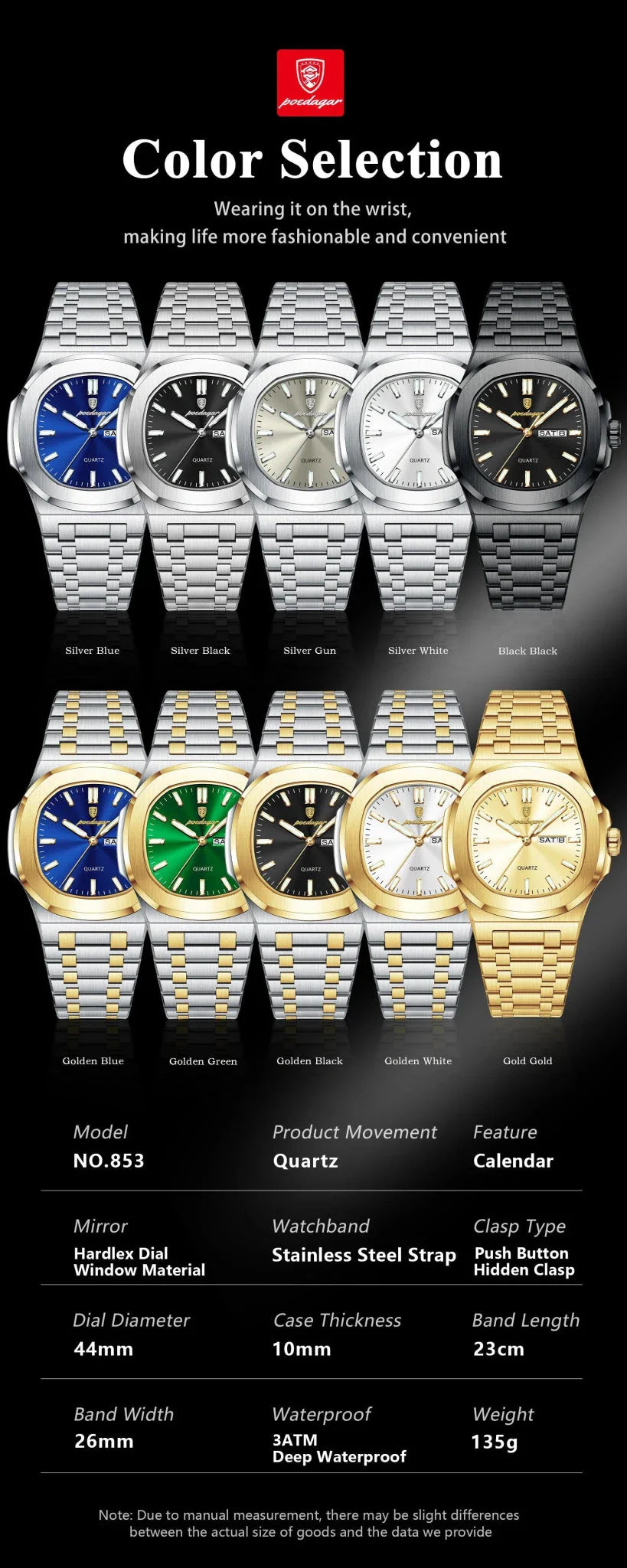 Reloj Militar Cuadrado POEDAGAR - Diseño Impermeable y Luminiscente