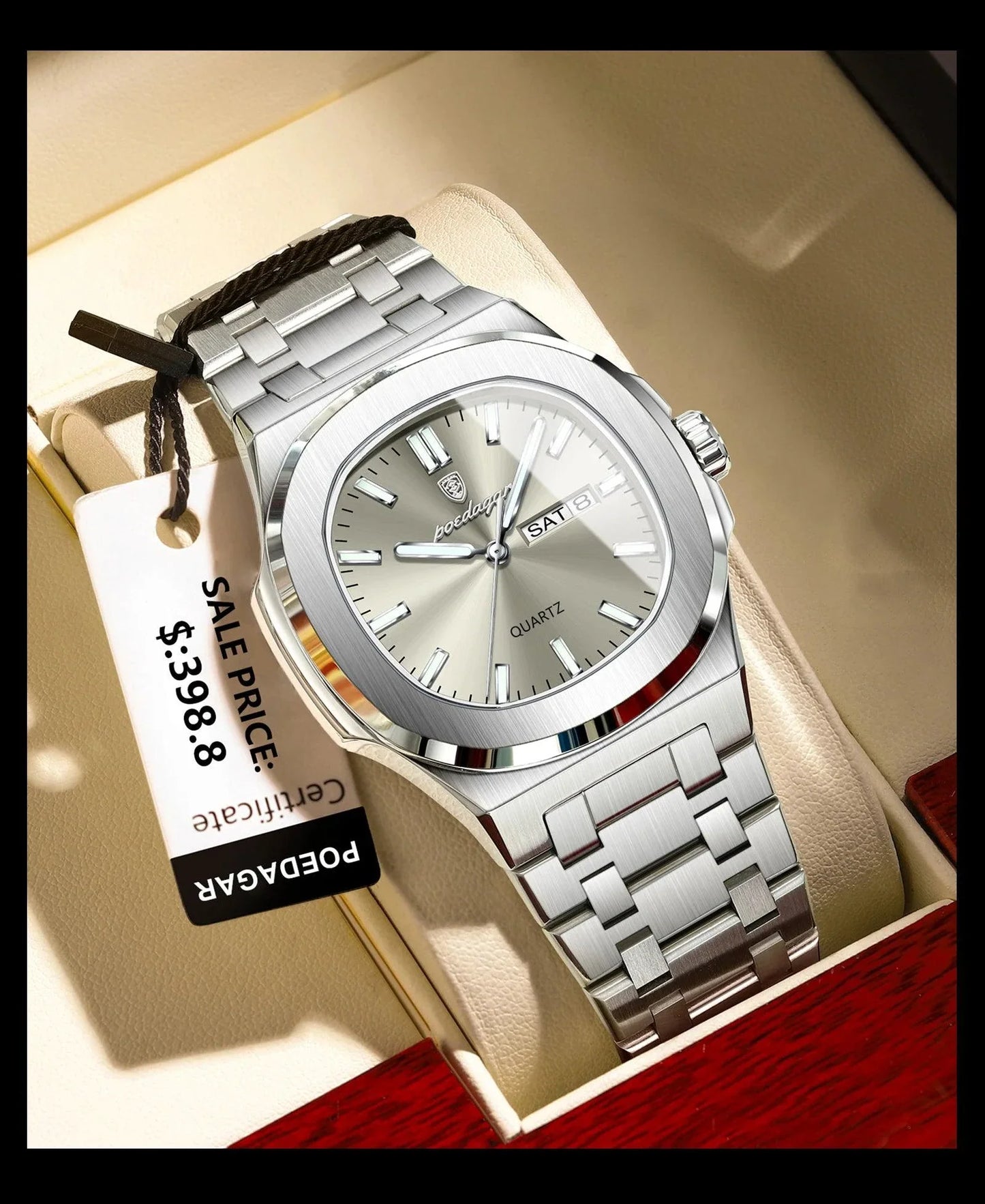 Reloj Militar Cuadrado POEDAGAR - Diseño Impermeable y Luminiscente