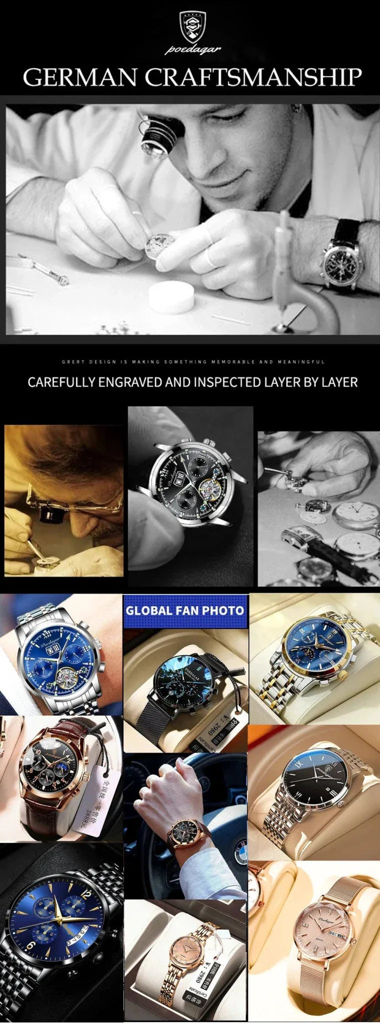 Reloj Militar Cuadrado POEDAGAR - Diseño Impermeable y Luminiscente