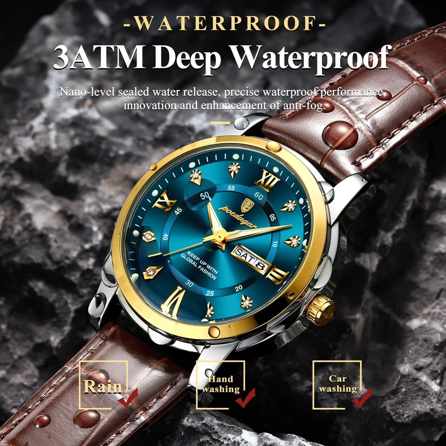 Reloj de Cuarzo de Lujo para Hombre POEDAGAR - Impermeable y Luminiscente