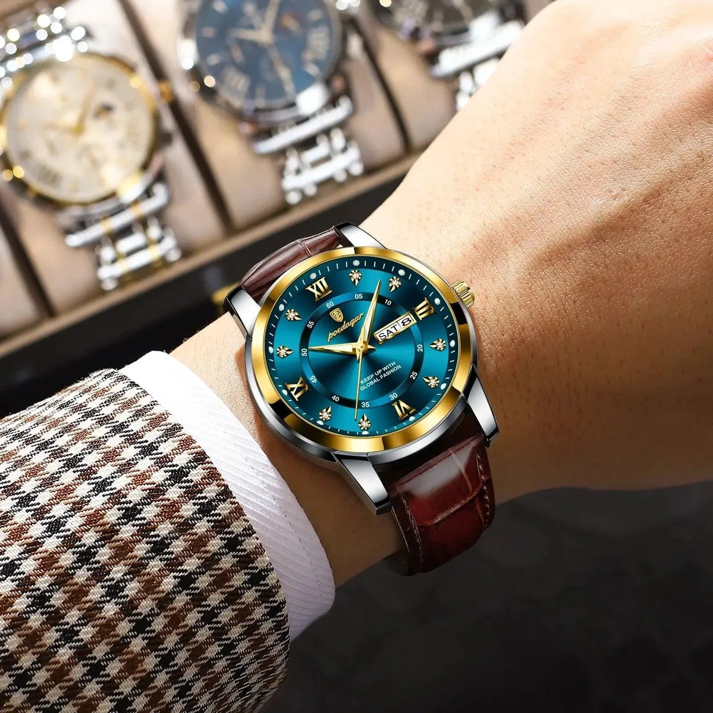 Reloj de Cuarzo de Lujo para Hombre POEDAGAR - Impermeable y Luminiscente
