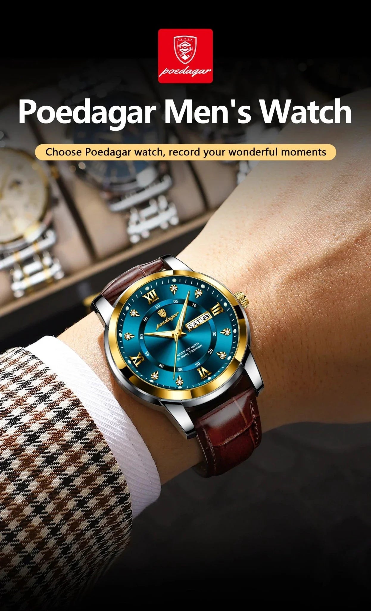 Reloj de Cuarzo de Lujo para Hombre POEDAGAR - Impermeable y Luminiscente