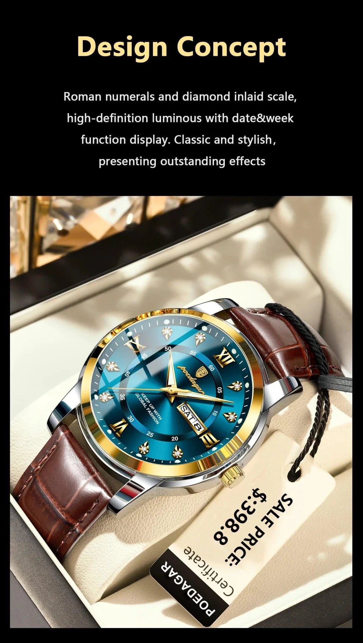 Reloj de Cuarzo de Lujo para Hombre POEDAGAR - Impermeable y Luminiscente
