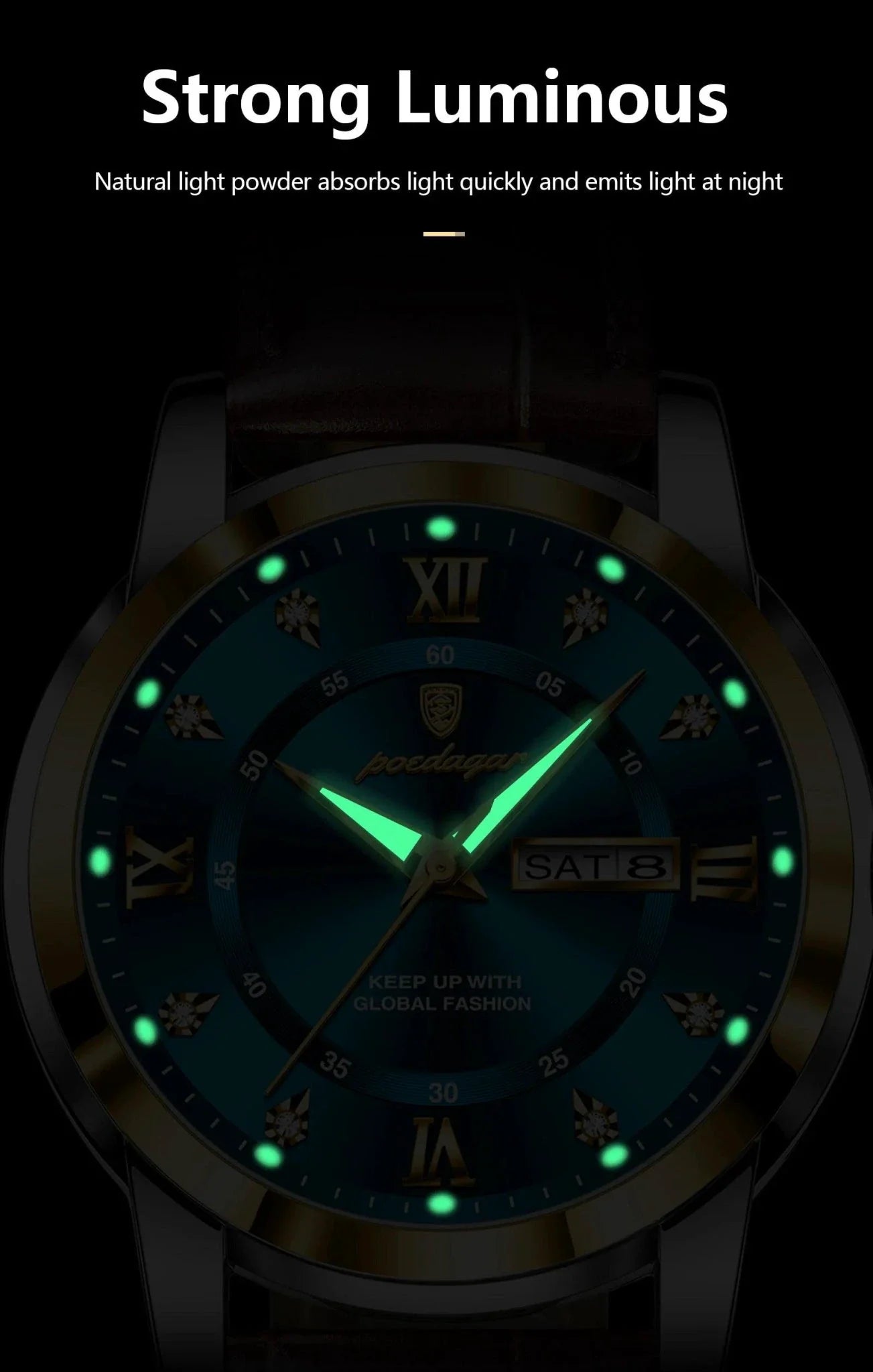 Reloj de Cuarzo de Lujo para Hombre POEDAGAR - Impermeable y Luminiscente