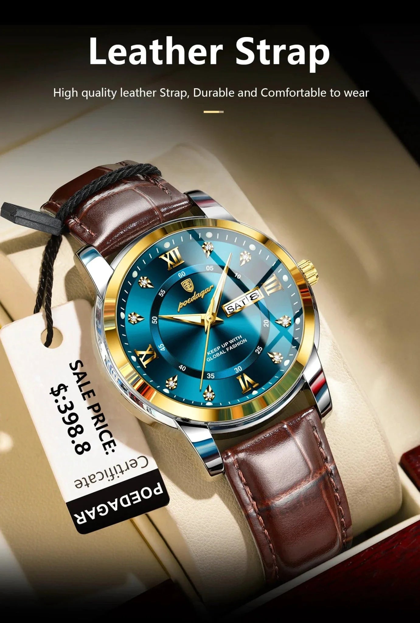 Reloj de Cuarzo de Lujo para Hombre POEDAGAR - Impermeable y Luminiscente
