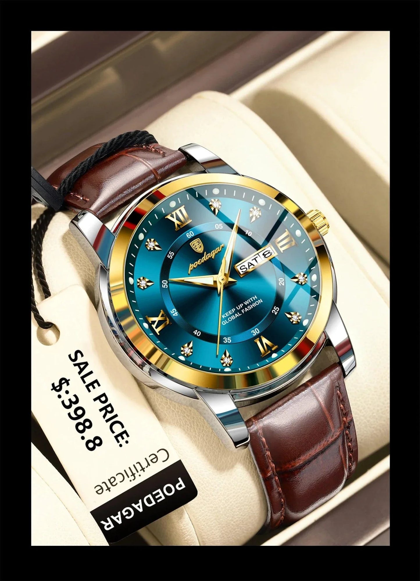Reloj de Cuarzo de Lujo para Hombre POEDAGAR - Impermeable y Luminiscente