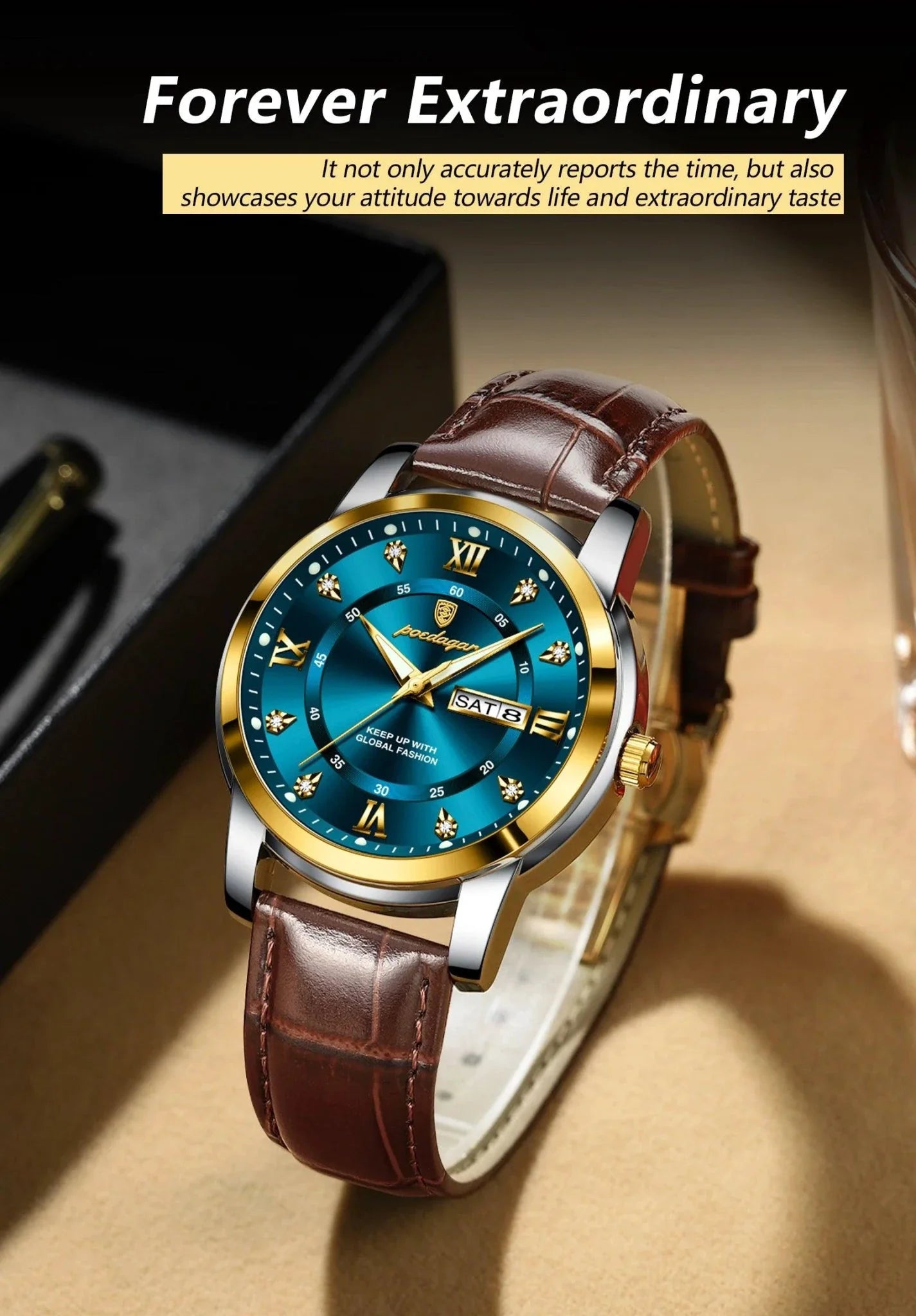 Reloj de Cuarzo de Lujo para Hombre POEDAGAR - Impermeable y Luminiscente