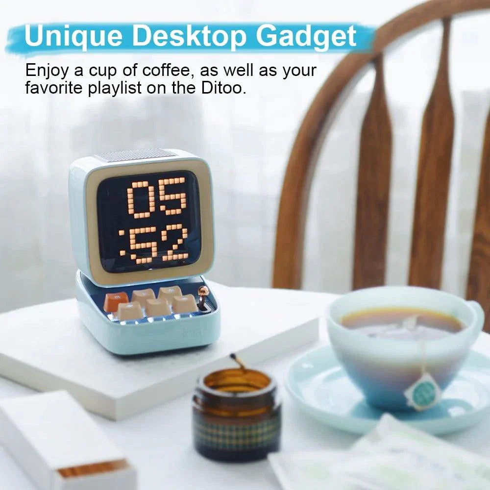 Altavoz Bluetooth y Reloj Despertador de Arte Pixel Retro