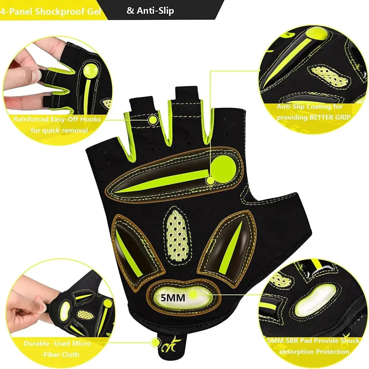 Guantes de Ciclismo de Dedos Cortos RideGuard