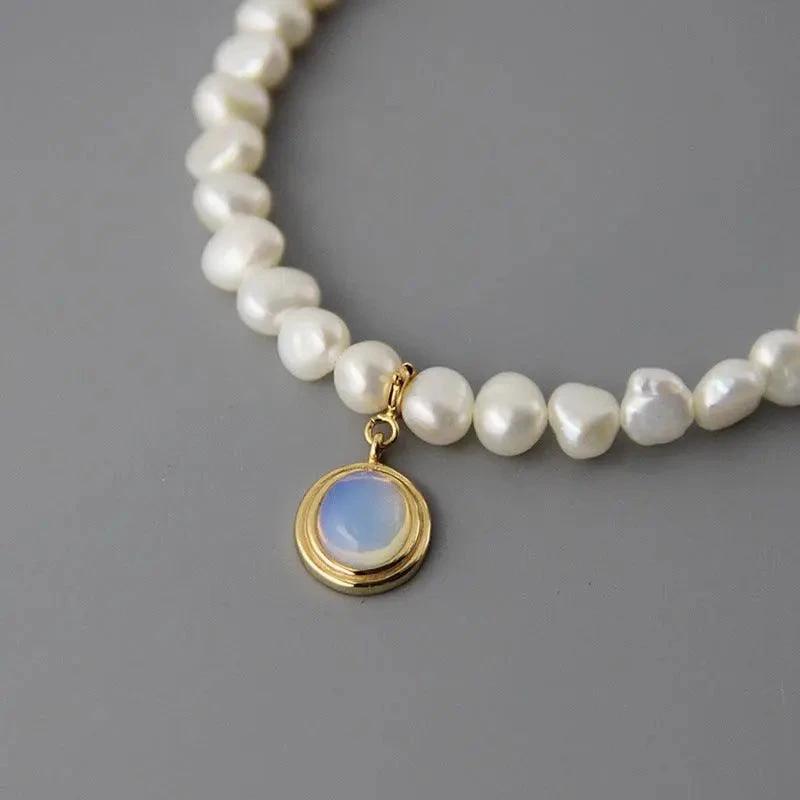 Round Medal Pearl Necklace with Irregular Pearls