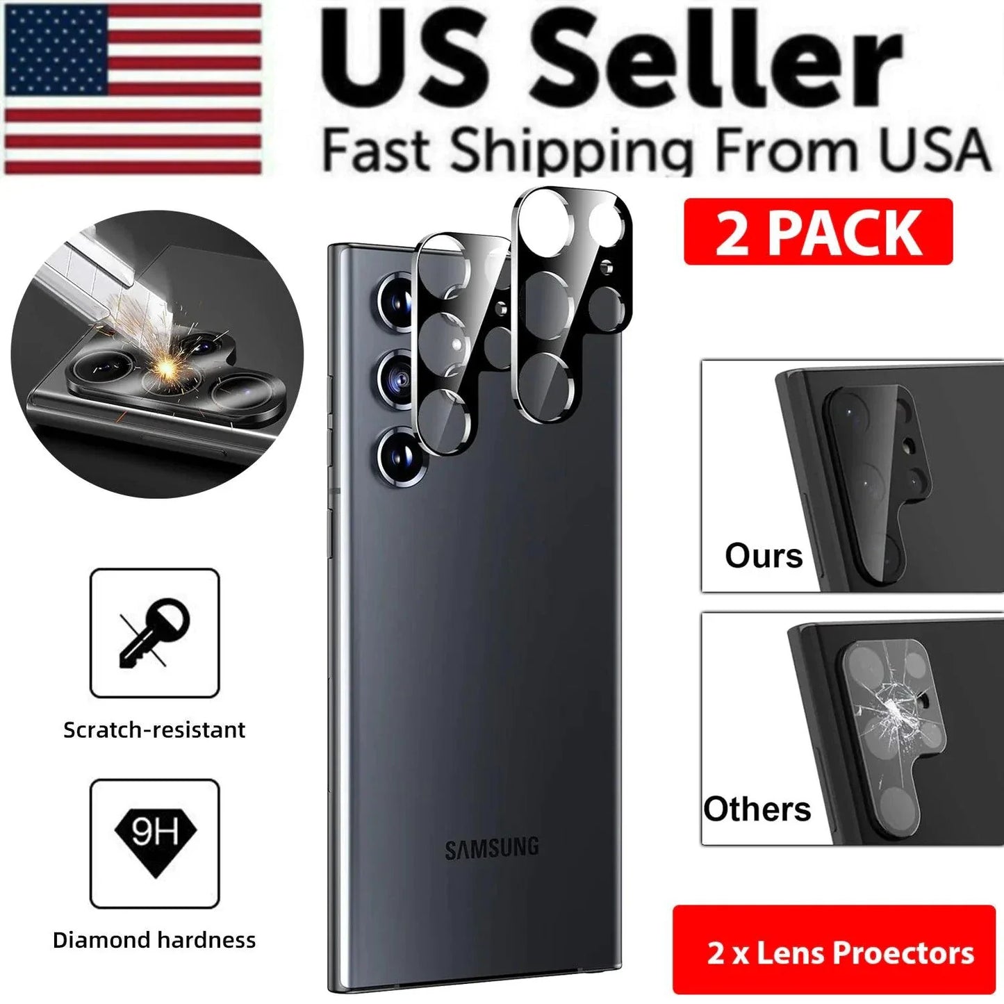 Protecteur d'écran en verre trempé premium pour Samsung S23 et S22 Ultra
