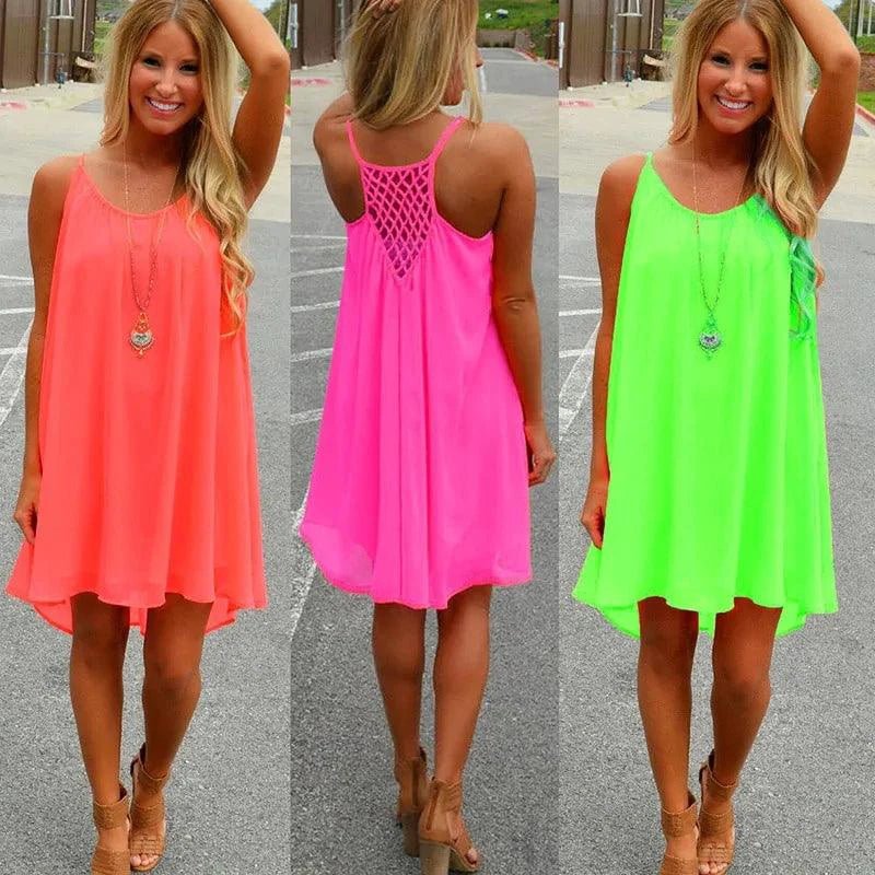 Vestido de Chiffon Soñado junto al Mar - Elegancia Sin Esfuerzo para Días Soleados