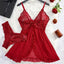 Elegant Lace Nightdress & Panty Set - Red Sleepwear for Women